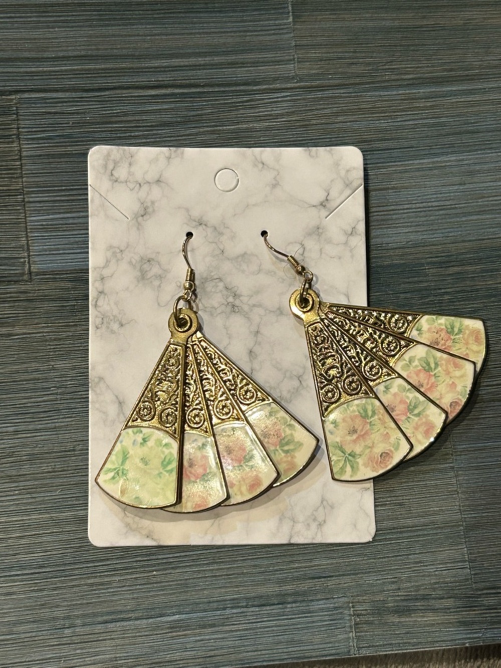 Vintage articulated fan earrings